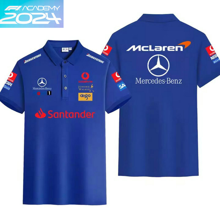 2024 Polo McLaren Mercedes-Benz Coton Homme Couleur Unie Manche Courte